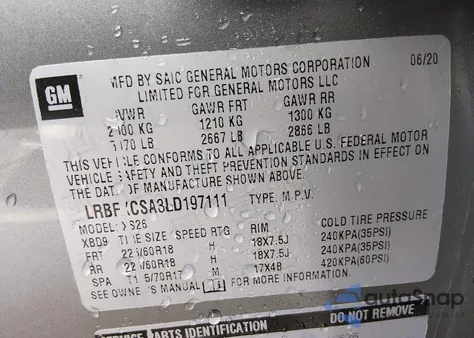 2020 Buick Envision Fwd Essence from USA, damaged, VIN LRBFXCSA3LD197111